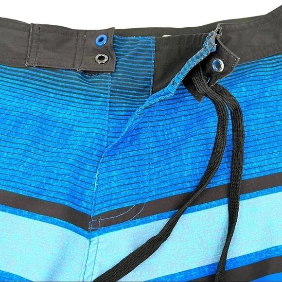 OP Ocean Pacific Blue Stripe OPFlex 4 Way Stretch Board Short Swim Trunk Size 30 - Picture 3 of 8